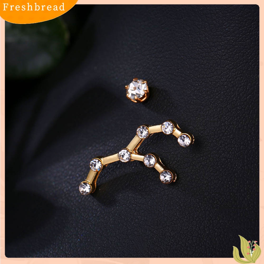 &lt; Freshbread &gt; Kreatif12Rasi Berlian Imitasi Pesona Stud Anting Wanita Asimetri Perhiasan