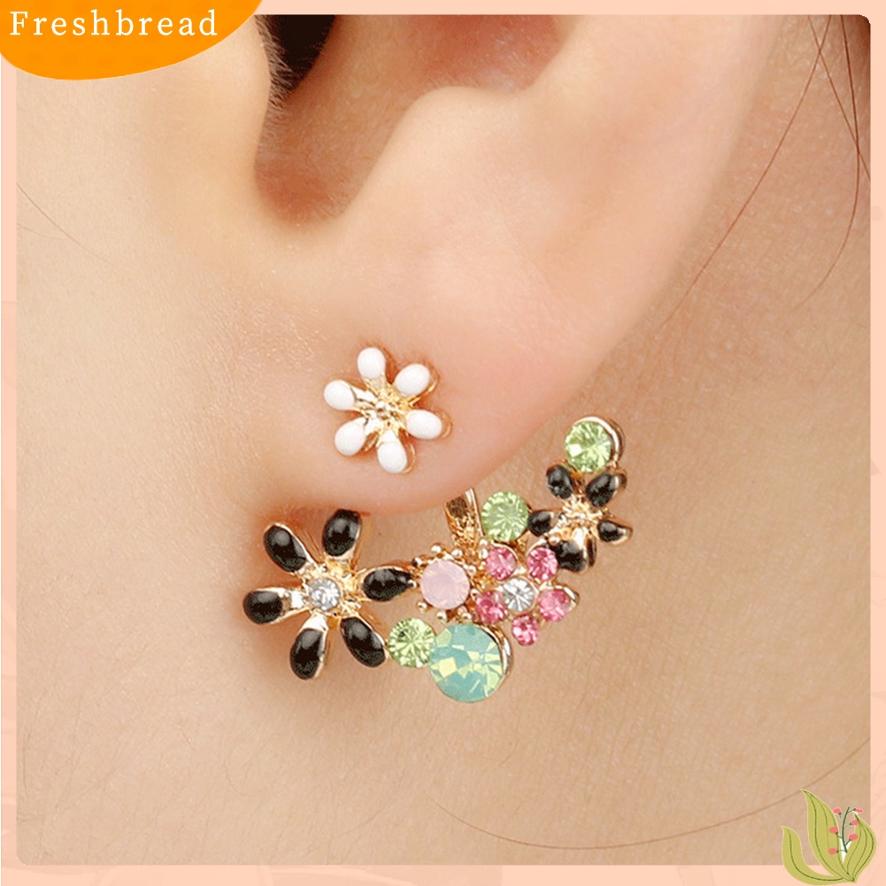 &lt; Freshbread &gt; Multicolor Elegan Wanita Berlian Imitasi Hias Bunga Anting Pesta Perjamuan Perhiasan