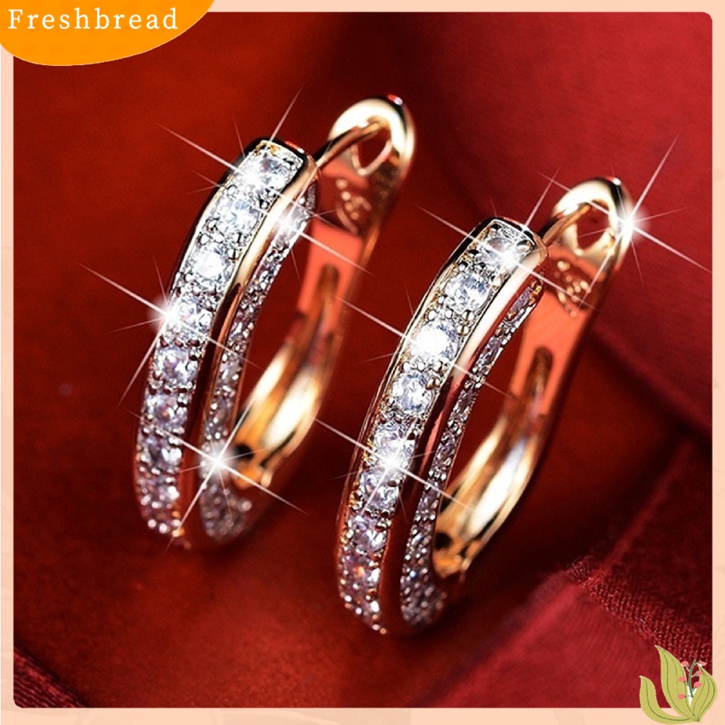 &lt; Freshbread &gt; 1pasang Anting Charm Bentuk Cincin Menarik Anting Huggie Mungil Untuk Wanita