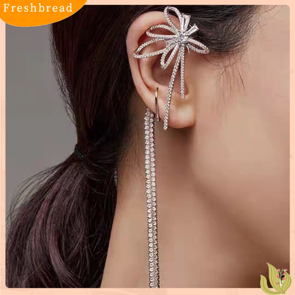 &lt; Freshbread &gt; 1Pc Klip Anting Kupu-Kupu Jumbai Perhiasan Sparkling Flower Ear Cuff Hadiah Ulang Tahun