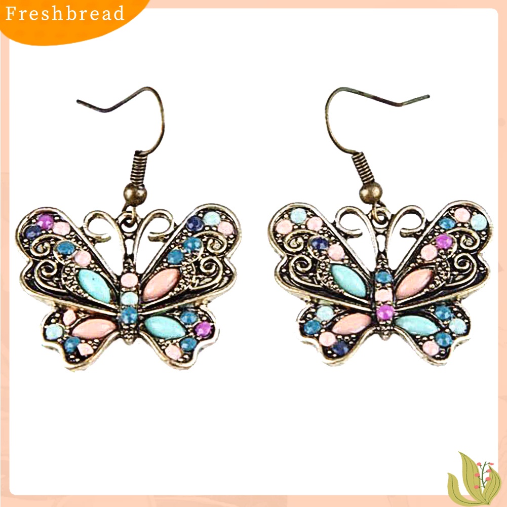 &lt; Freshbread &gt; Bohemian Wanita Kupu-Kupu Capung Berlian Imitasi Pesona Kait Anting Perhiasan Hadiah