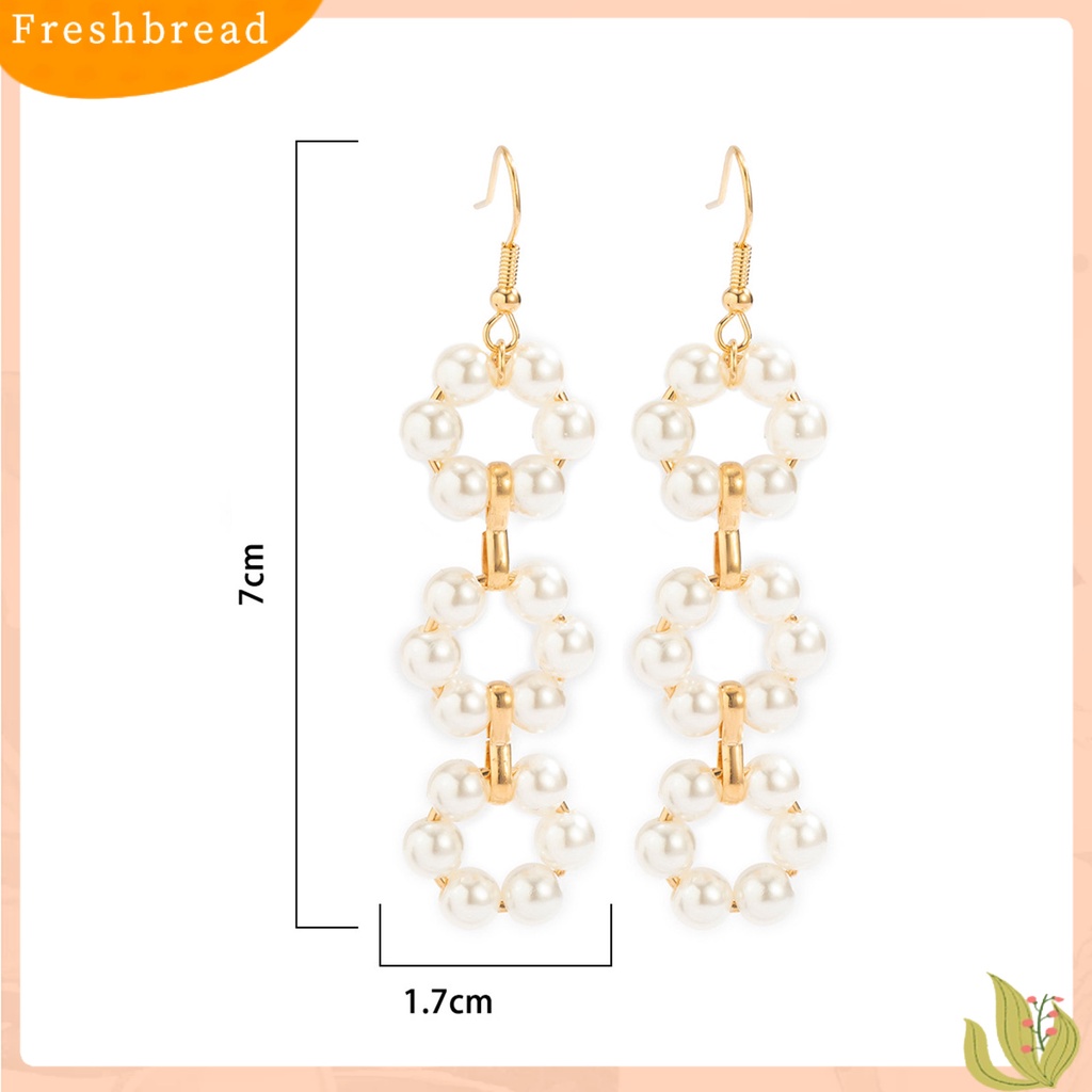 &lt; Freshbread &gt; 1pasang Anting Wanita Mutiara Imitasi Bunga Rumbai Perhiasan Semua Pertandingan Anting Kait Menjuntai Panjang Untuk Pacaran