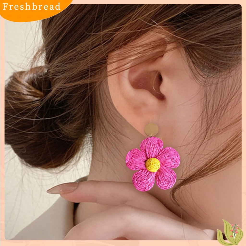 &lt; Freshbread &gt; 1pasang Anting Wanita Bunga Warna Cerah Perhiasan Gaya Liburan Floral Drop Earrings Untuk Liburan