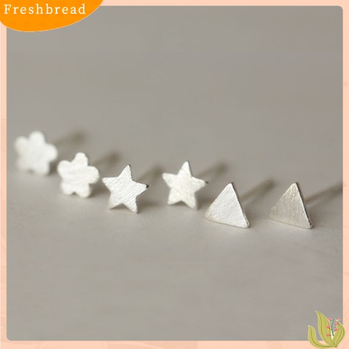 &lt; Freshbread &gt; Wanita925 Sterling Silver Disepuh Kecil Disikat Hati Bintang Telinga Pejantan Anting-Anting