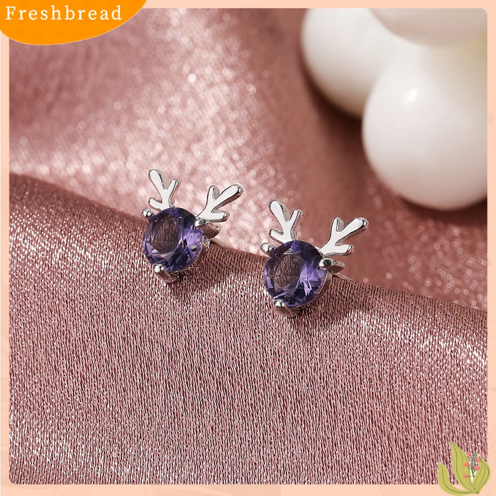 &lt; Freshbread &gt; Fashion Wanita Tanduk Berbentuk Stud Anting Perhiasan Hadiah Dekorasi Natal