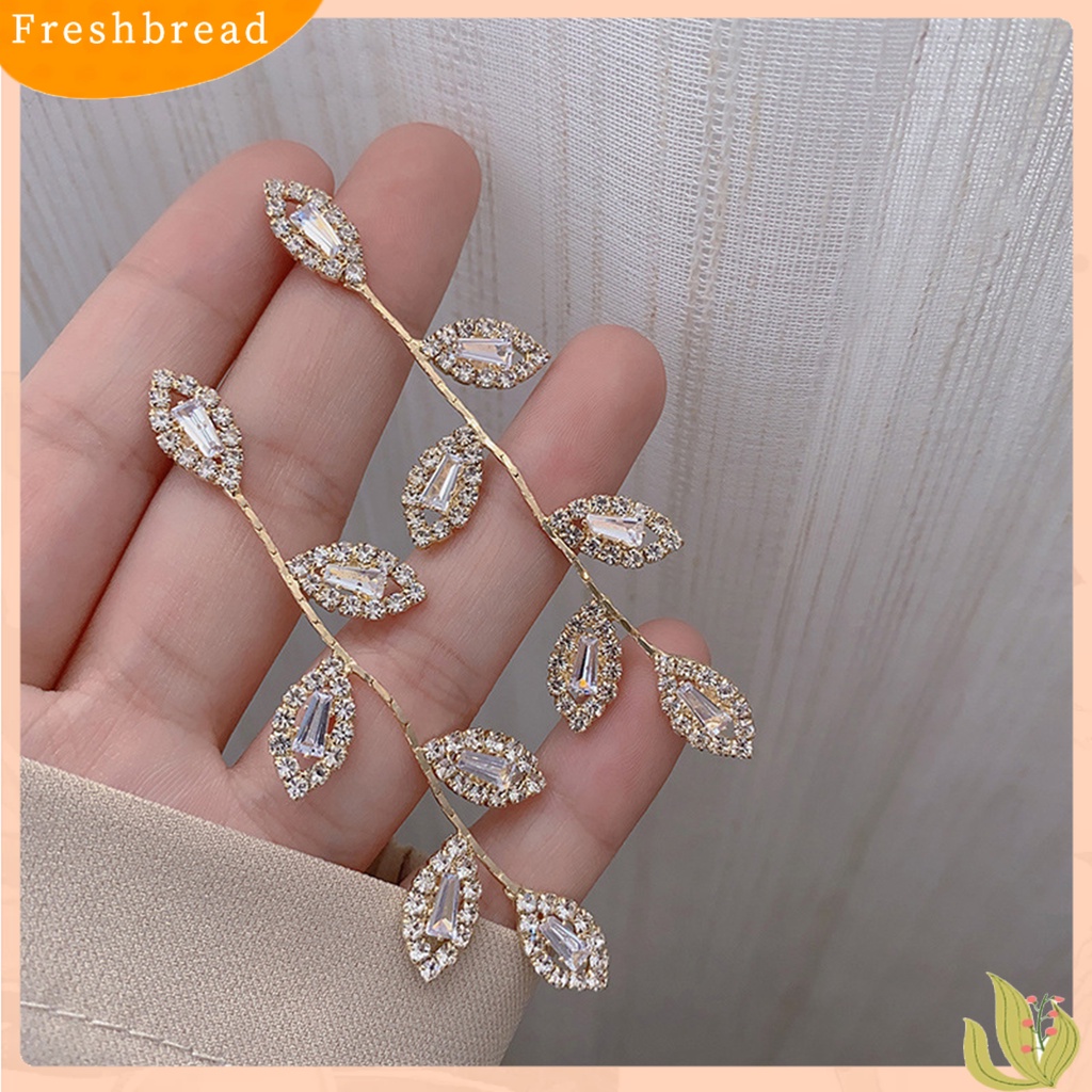 &lt; Freshbread &gt; 1pasang Drop Earrings Retro Panjang Rumbai Liontin Alloy Berlian Imitasi Tertanam Anting Kait Modis Untuk Pesta