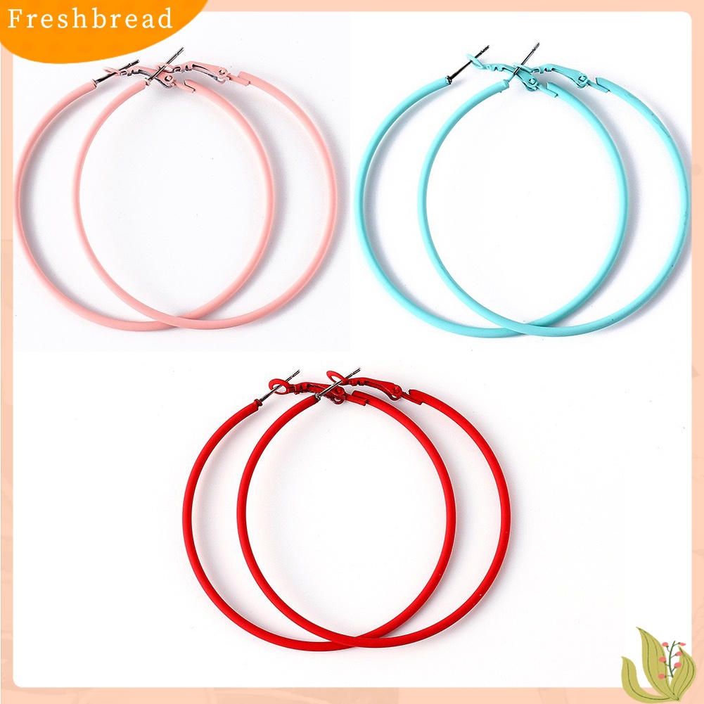 < Freshbread > Kreatif Lingkaran Besar Pesona Anting Hoop Warna Permen Wanita Pesta Perhiasan Hadiah