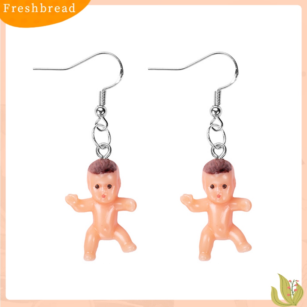 &lt; Freshbread &gt; 1pasang Anting Menjuntai Mini Realistis Buatan Tangan Hias All-match Aksesoris Baby Shower Hadiah Wanita Baby Doll Liontin Drop Earrings Klip Telinga Untuk Pakaian Sehari-Hari