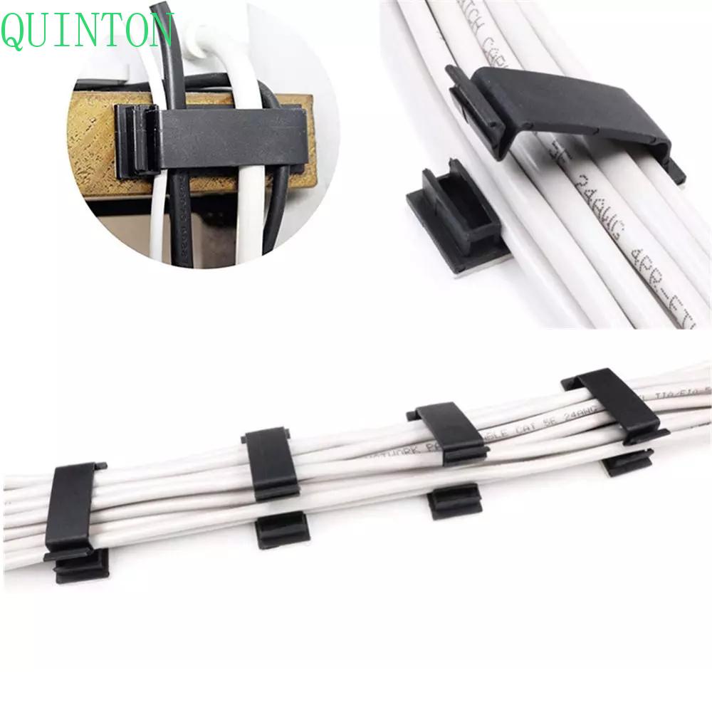 QUINTON 10pcs Cable Clamp Adhesive Cable Winder Cable Holder Organizer Desk Wire Tie Fixer Management Wire Clips/Multicolor