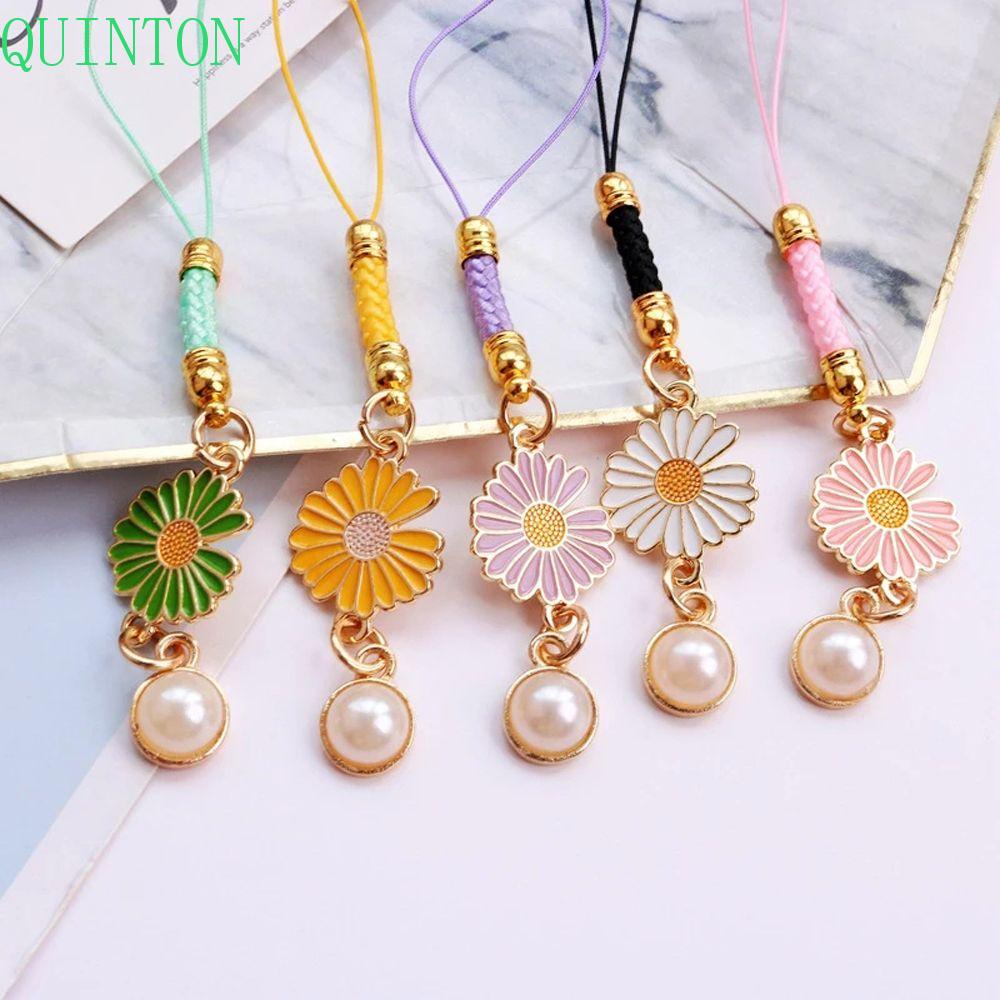 QUINTON Korean Daisy Flower Bag Decoration Lanyards Mobile Phone Straps Phone Accessories Keychain Strap Hanging Ornaments Bag Pendant Gifts Phone Case Decor Key Hang Rope/Multicolor