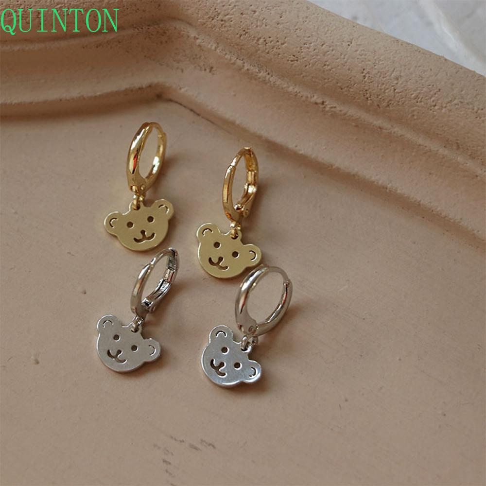 Anting Menjuntai Beruang QUINTON Lucu Keren Wanita Geometris Stud Earring Gadis Stainless Steel