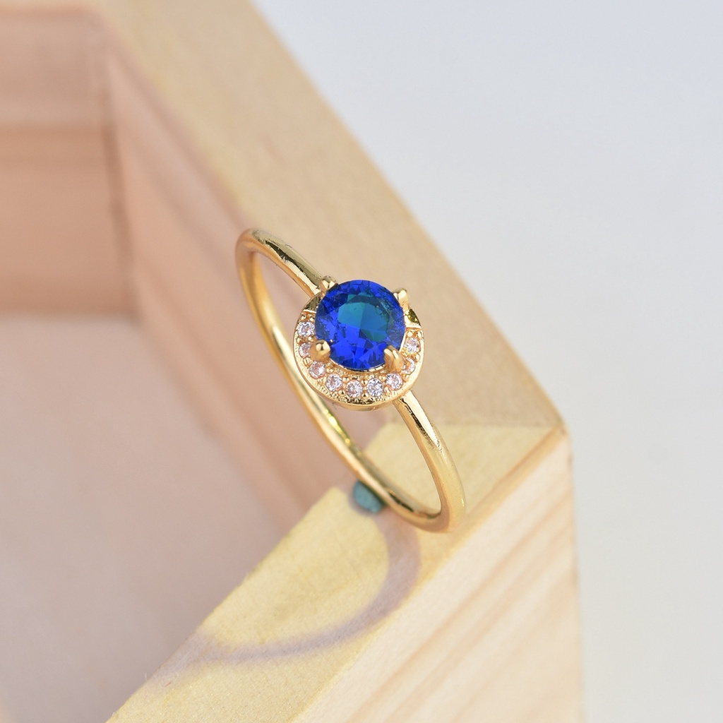 Goldkingdom Aksesoris Perhiasan Fashion Ready Stock Cincin Berlapis Emas Kuning, Zirkon Segar Kecil Set Berlian, Sangat Ramping Cincin Bulan Tali Wanita, Gaya Agete