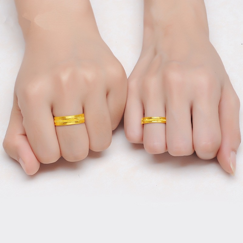 Goldkingdom Aksesoris Perhiasan Fashion Ready Stock Pria Dan Wanita Berlapis Emas Cincin Pasangan Hidup Cincin Kawin Cincin Emas Perhiasan Euro