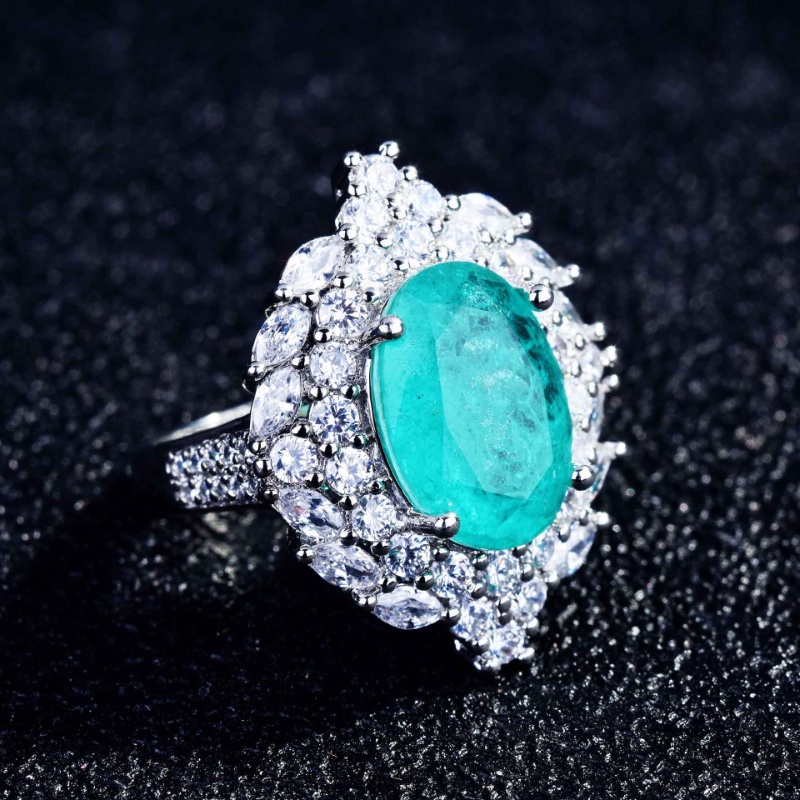 Goldkingdom Fashion Perhiasan Aksesoris Ready Stock Mewah Paraiba Liontin Mewah Set Dengan Penuh Berlian Pajangan Berlian Set Warna-Warni Harta Anting Terbuka Cincin Perempuan