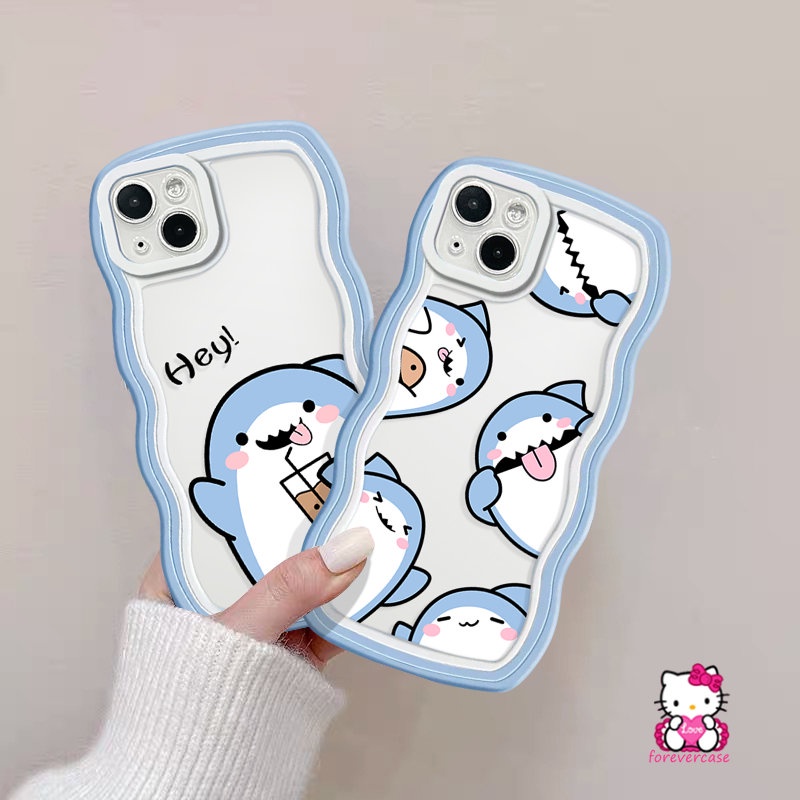 Infinix Hot 11s 20 10s 12i 10Lite 20s 11s NFC 12 Pro Smart 4 6 5 Plus Hot 9 11 10 10T 8 Play Note 8 12 12Pro G96 10Pro 12 2023 Cartoon Small Shark Wavy Edge Soft Case