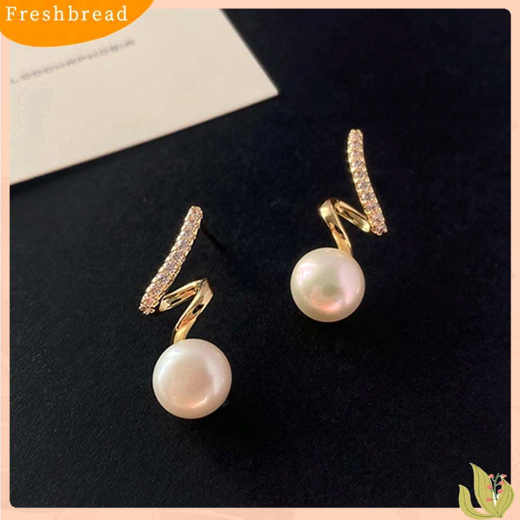 {In Stock} 1pasang Anting Pejantan Memutar Berlian Imitasi Perhiasan Gaya Korea Mutiara Imitasi Stud Earrings Jewelry Hadiah