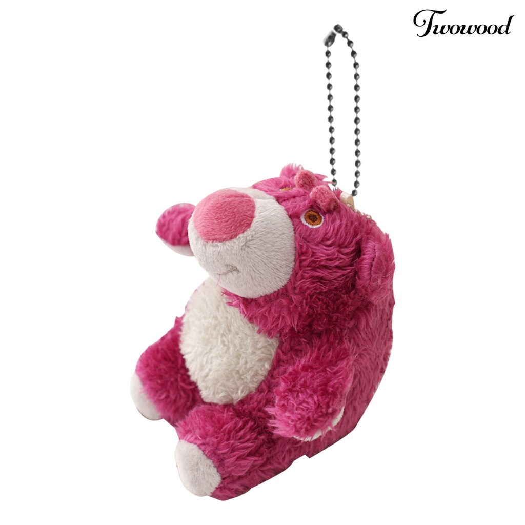 Twowood Plush Pendant Jahitan Halus Aplikasi Lebar Menggemaskan Indah Hadiah Menghias PP Katun Strawberry Beruang Mewah Gantungan Kunci Aksesoris Handbag