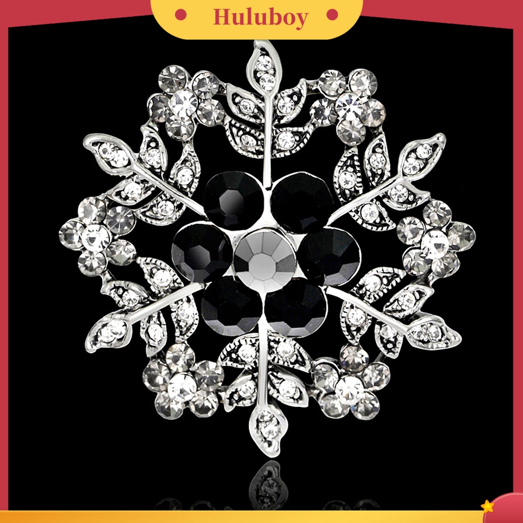 {Ready Stock} Fashion Wanita Snowflake Bunga Lingkaran Berlian Imitasi Bros Pin Perhiasan Natal