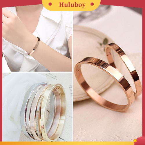 {Ready Stock} Wanita Pria Sederhana Baja Titanium Polos Manset Bangle Gelang Xmas Hadiah Perhiasan