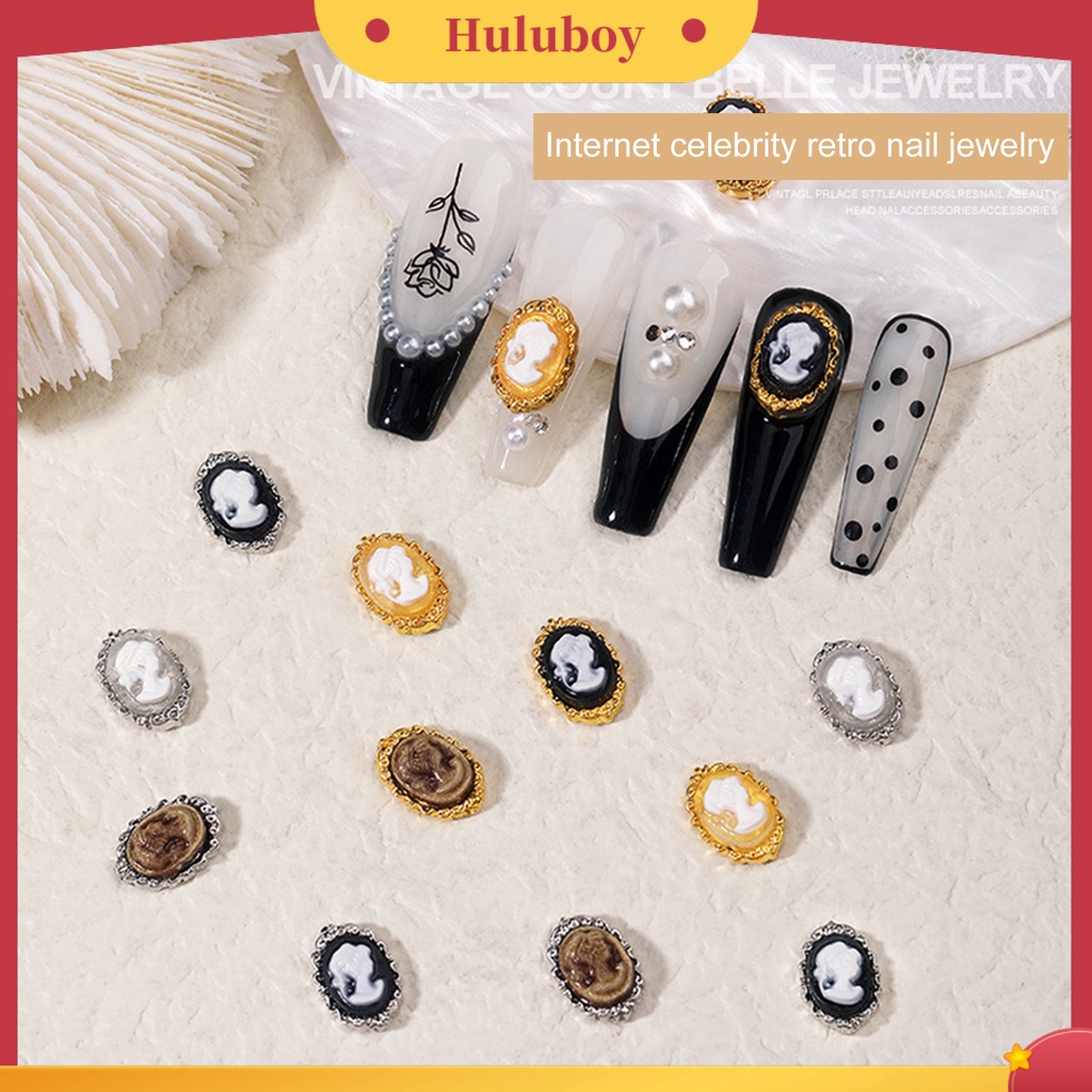 {In Stock} 10Pcs Pesona Kuku Tiga Dimensi Gloss Gaya Baroque DIY Alloy Vintage Kecantikan Kepala Nail Art Ornamen Manicurist Supply