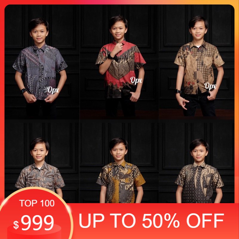 Mitra batik Baju Batik Anak Laki Laki Umur 2-15Tahun Terbaru / Atasan Hem Kemeja Lengan Pendek Anak 