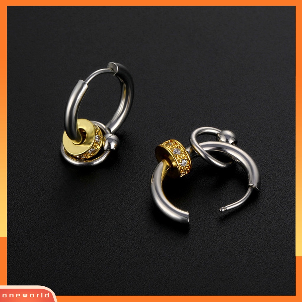 [OWR] 1pasang Ear Studs Multi-Layer Cincin Punk Hip Hop Kepribadian Hadiah Baja Titanium Keren Sederhana Pria Anting Perhiasan Fashion