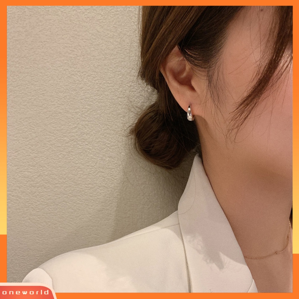 [OWR] 1pasang Anting Lingkaran Geometris Halus Tindik Kepribadian Electroplating Telinga Dekorasi Tebal Minimalis Tetesan Air Hoop Earrings Perhiasan Aksesori