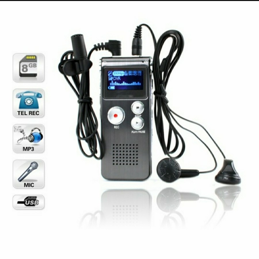 Digital Voice Recorder 8GB + MP3 Player - Perekam Suara Digital