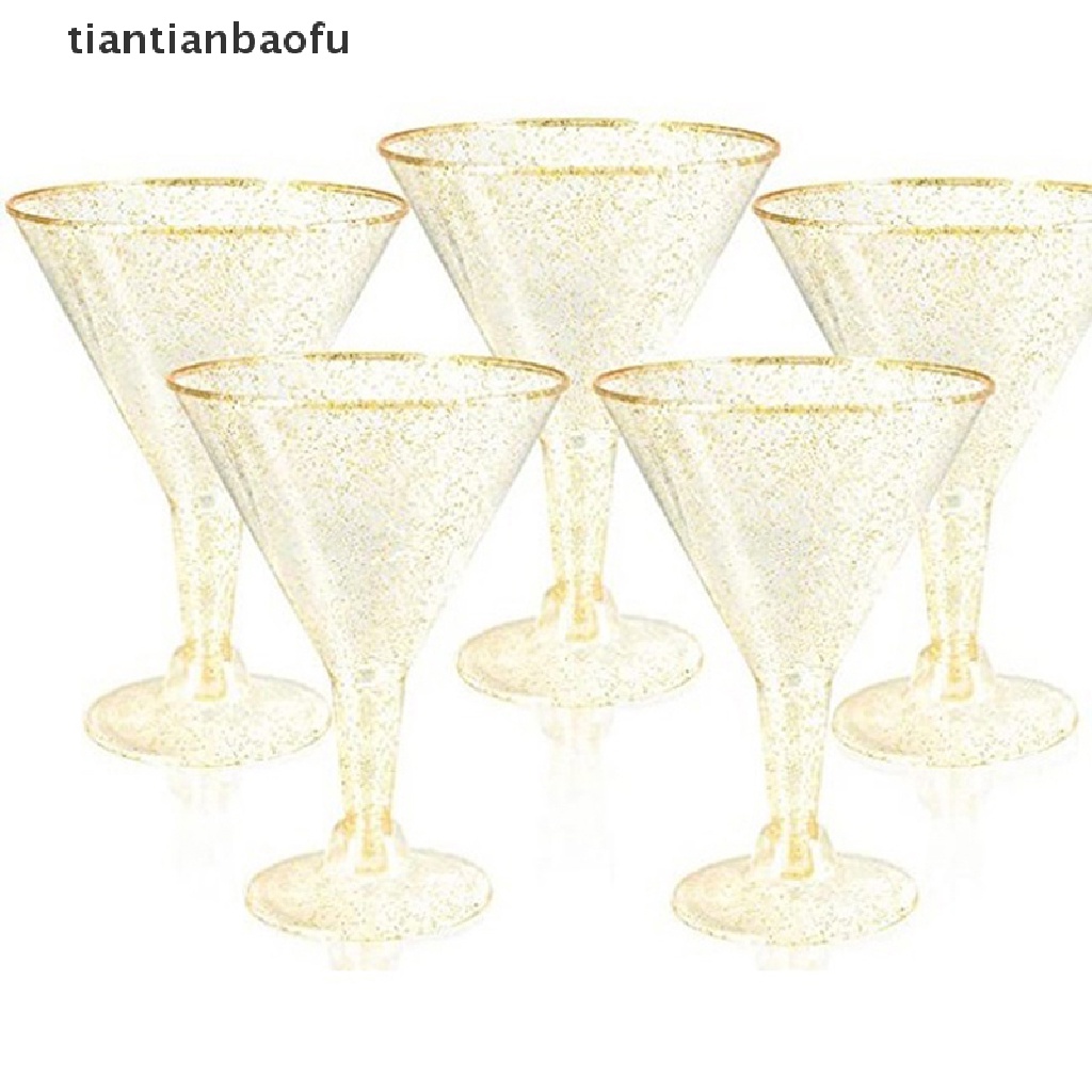 [tiantianbaofu] 1/6pcs Gelas Champagne Bahan Plastik Dengan Botol Minuman Dingin Gelas Jus Untuk Butik Pesta