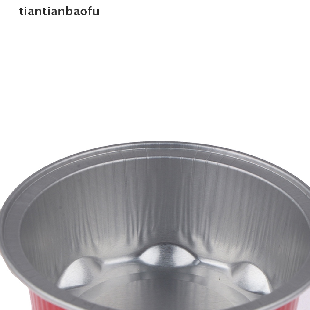 [tiantianbaofu] 10pcs 50ML Valene Aluminium Foil Loyang Kue Bentuk Bulat Cupcake Cup Dengan Tutup Butik