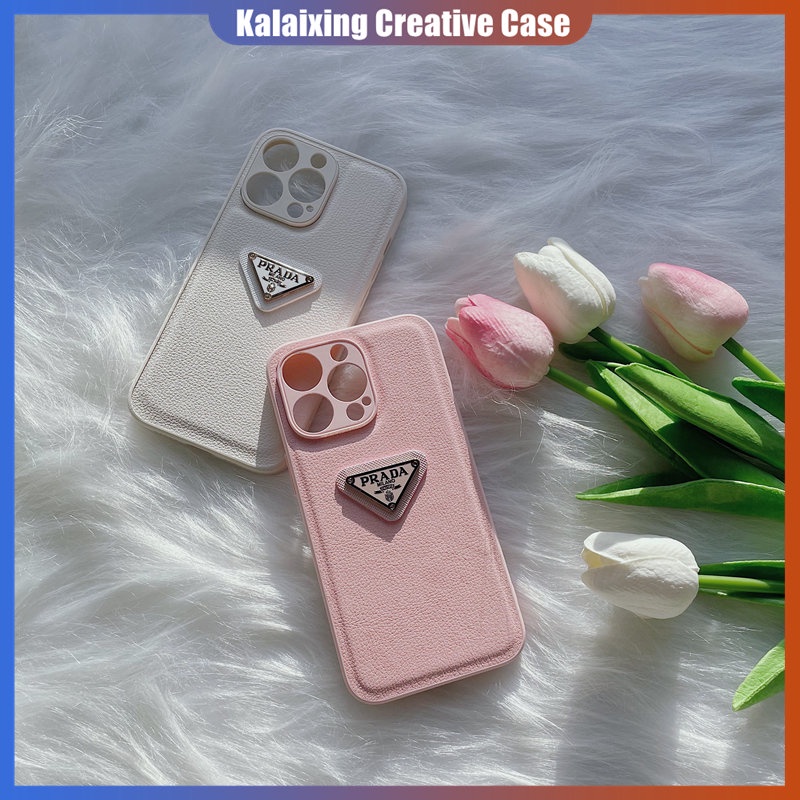 Prada Hard Case Bahan Kulit Untuk iPhone 14 Pro Max 14 Plus 13 12 11 Pro Max X Xs Max XR