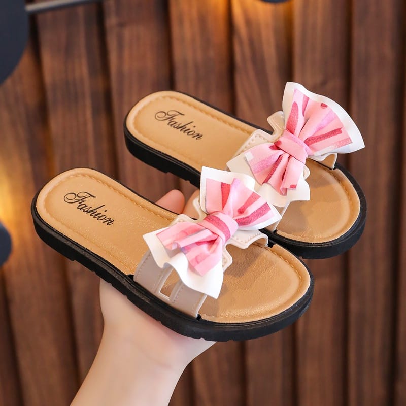 GROSIRTAS LV0285 Sandal Flat Anak Perempuan Pita Rainbow Warna Warni Anti Slip Import Trend Fashion Terbaru