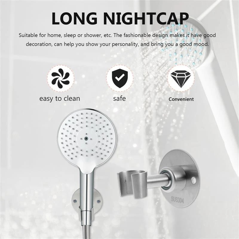 Bracket Shower Stainless 304dengan Sekrup/Rak Penyimpanan Shower Bantalan Beban Padat Dengan Lem Kuat /360 ° Holder Penyesuaian Gimbal Putar Dengan Pengait/Aksesori Kamar Mandi