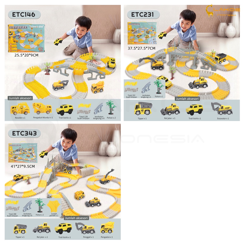 Lakoe Mobilan DIY Perakitan Mainan Truk/Kereta Api Edukatif Anak/Mainan Anak Engineering Mobil Track Listrik