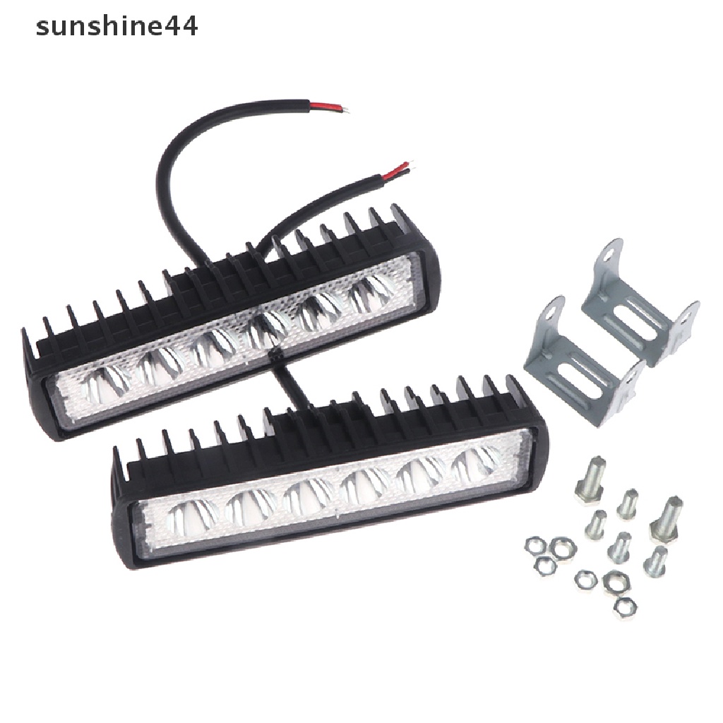 Sunshine 2PCS 18w 6lampu Kerja Mobil LED DRL Sorot Terang Tinggi Tahan Air Mengemudi Lampu ID