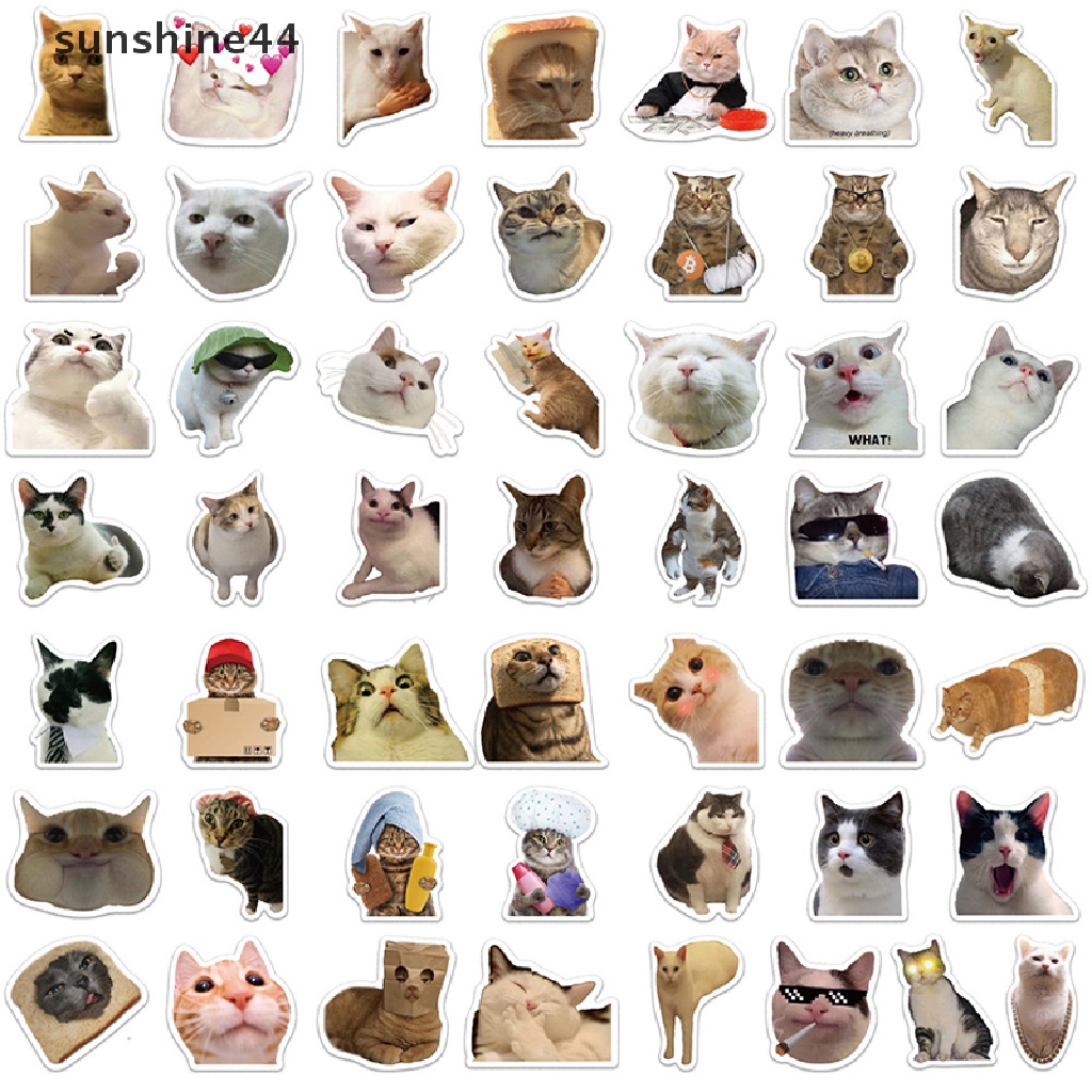 Sunshine 50pcs Stiker Hewan MEME Kucing Mainan Graffiti Decals Untuk Anak Notebook Laptop ID