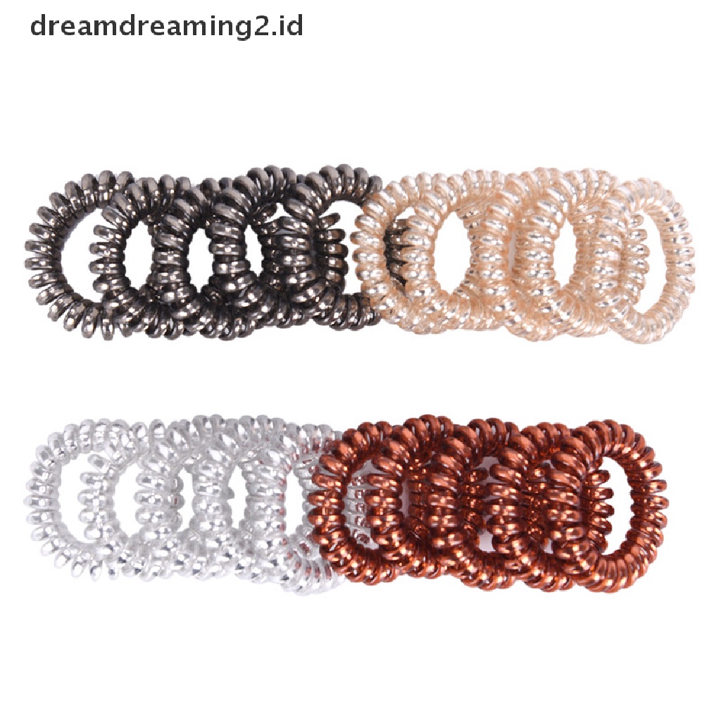 (hot) 1pc/5pcs Karet Ikat Rambut Kawat Telepon Spiral Hair Head Elastic Bands  //