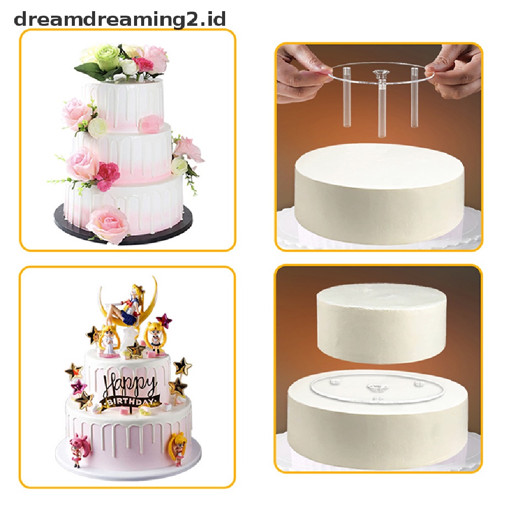 (hot) Multi-layer Cake Support Set Frame Stand Kue Praktis Round Dessert Support//