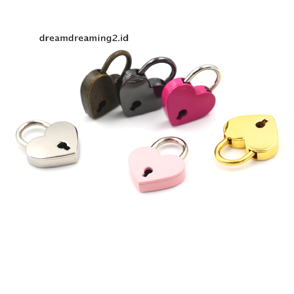 (hot) Gembok Mini Love Bentuk Hati Padlock Tiny Luggage Bag Case Lock Dengan Kunci//