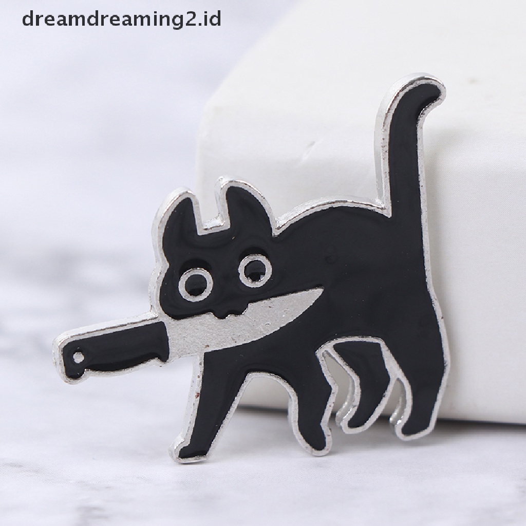 (hot) Kartun Kreatif Kucing Hitam Pemodelan Pop Enamel Pin Kerah Lencana Bros Perhiasan//