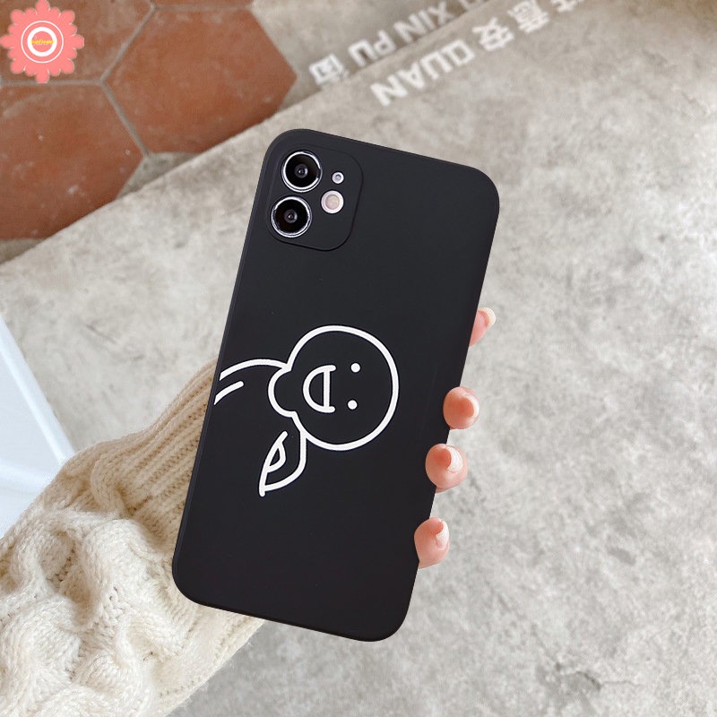 Couple Case Kartun Lucu Kompatibel Untuk iPhone 7Plus 11 12 13 14 Pro Max 6 7 8 6S Plus XR X XS Max SE 2020 Karakter Garis Lucu Soft Tpu Straight Edge Back Cover