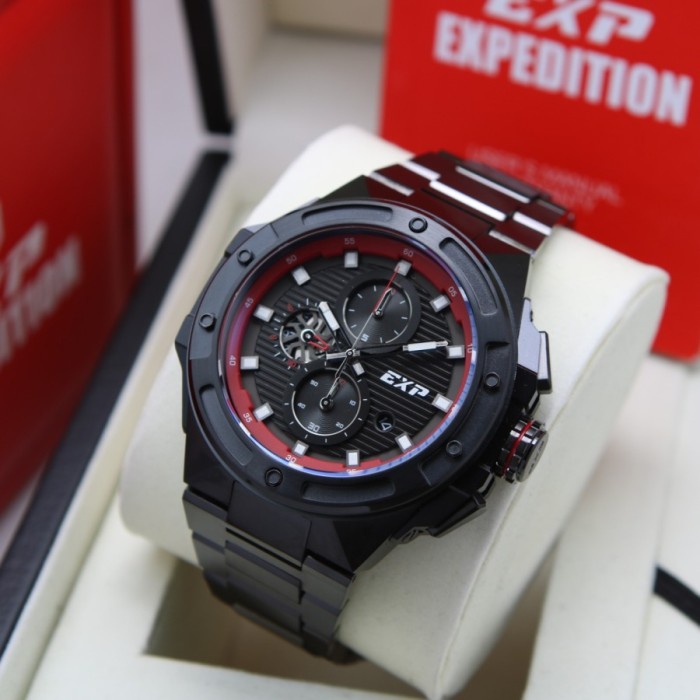 EXPEDITION E6818 / 6818 JAM TANGAN PRIA ORIGINAL - BLACK LIST RED