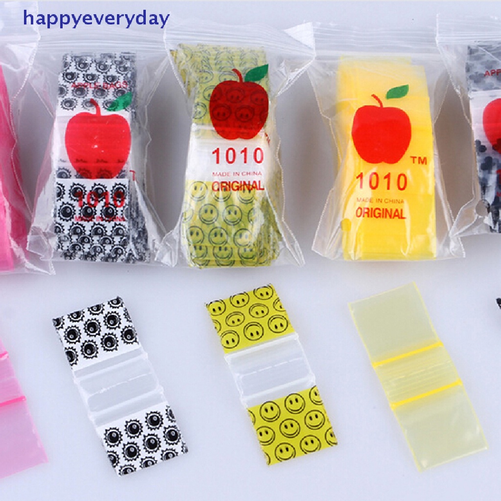 [happy] 1.6 * 2.1.8 * 2.5/2.5 * 3.3 * 4cm 100pcs/bag Gaya Acak Blok Kantong ziplock Kecil [ID]