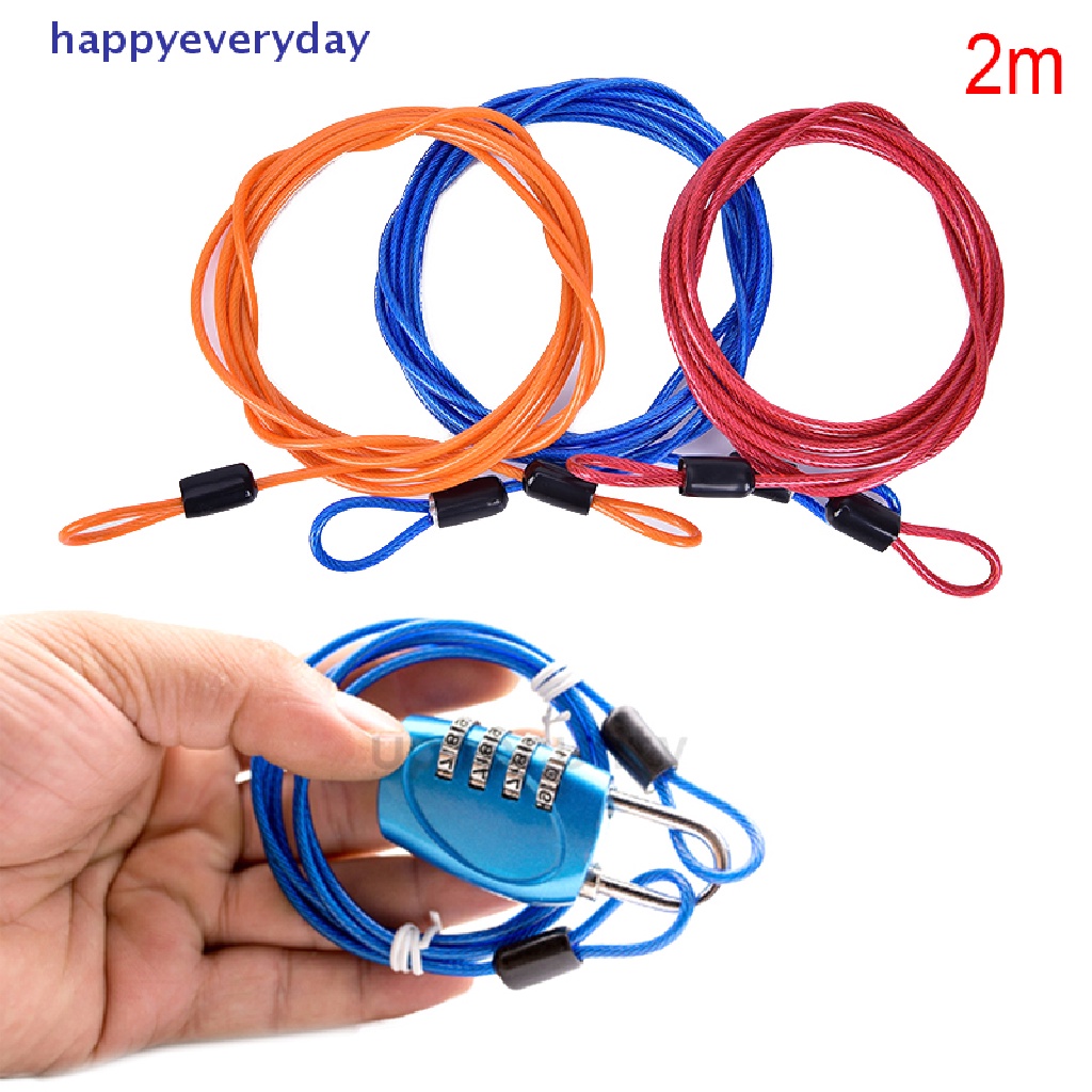[happy] 2meters Keamanan Sepeda Kabel Loop Ganda Bahan Baja Dikepang Kuat Untuk Kunci Rantai Sepeda  [ID] Baju Kaos Distro Pria Wanita Lengan Panjang [ID]