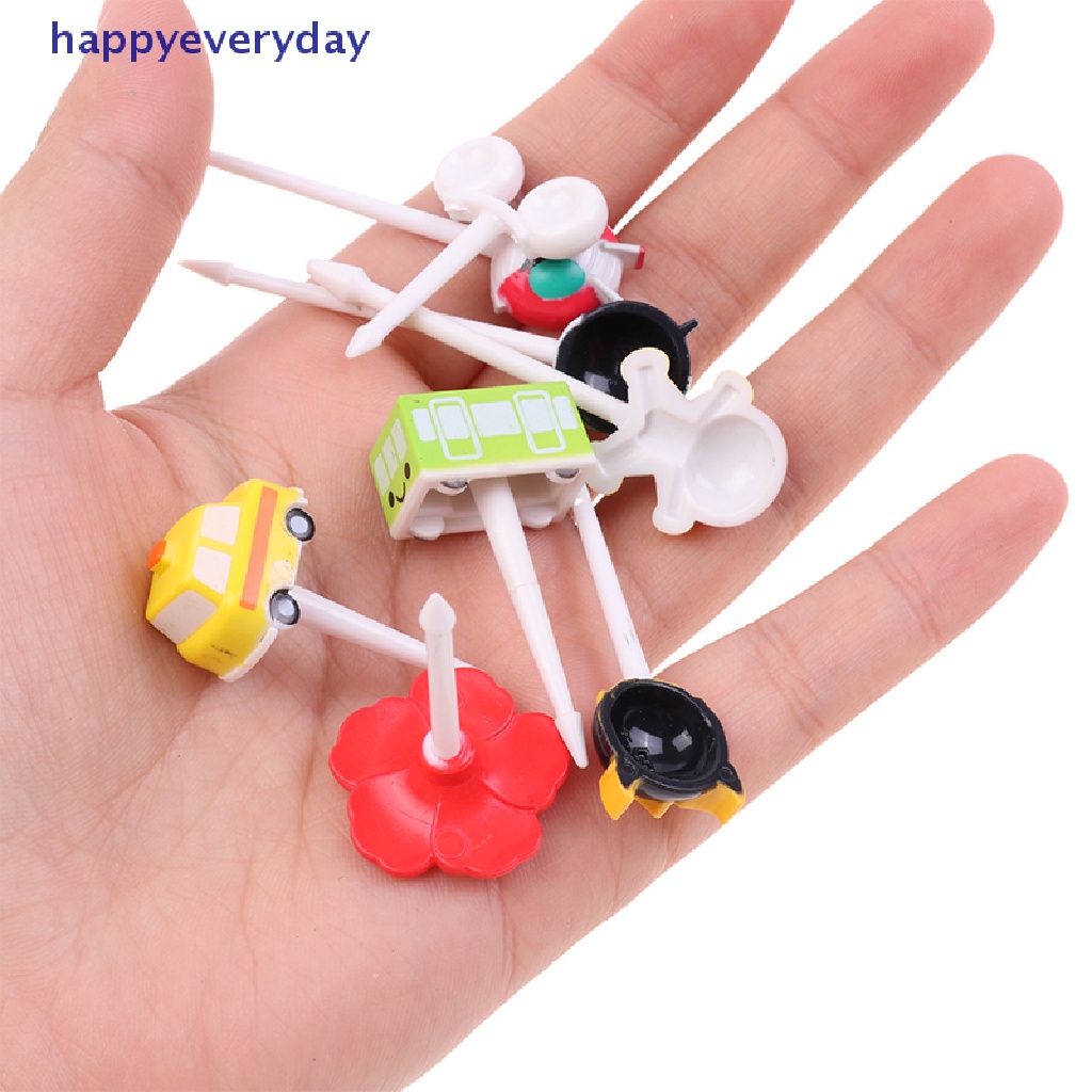 [happy] 5pcs Kreatif Kartun Buah Garpu Set Plastik Garpu Kecil Mulut Manis Garpu Kue [ID]