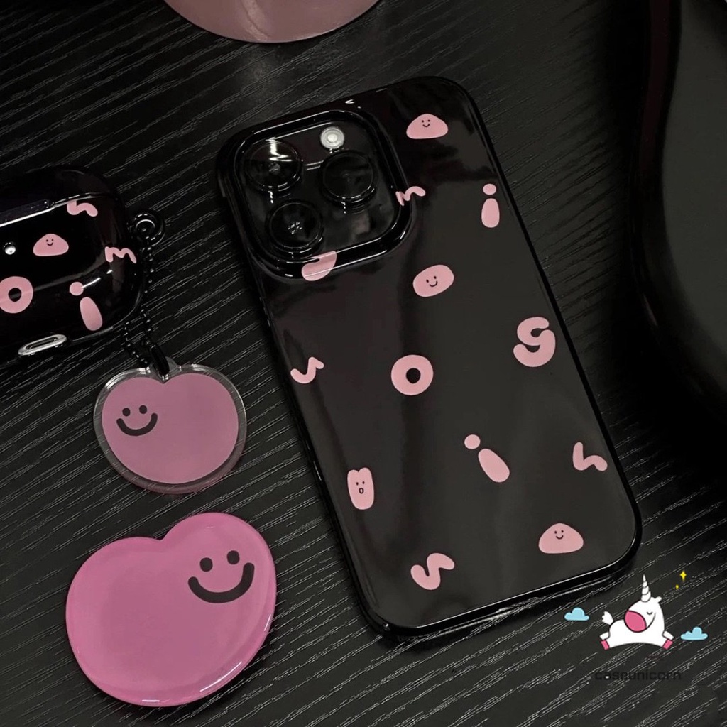 Simple Alphabet Glossy Case Kompatibel Untuk IPhone Xr7 8 Plus 11 13 14 12 Pro Max X XS Max SE 2020 Ins Fashion Halus Lucu Smiley Lembut Tpu Silicon Pasangan Ponsel Case