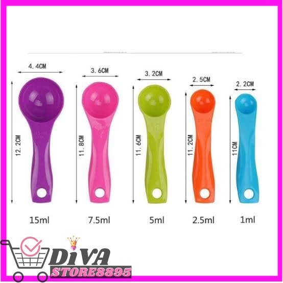 Sendok Takar Kecil Warna Set isi 5 in 1 Measuring Spoon Alat Baking sendok takar serbaguna