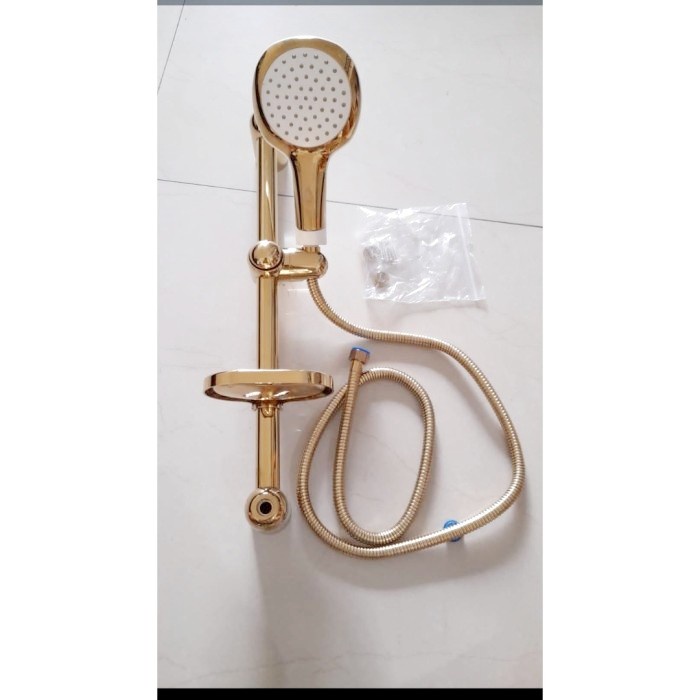 Paket Shower Tiang Stainless Gold / Shower Besar Tekanan Air Kencang - tanpa kran