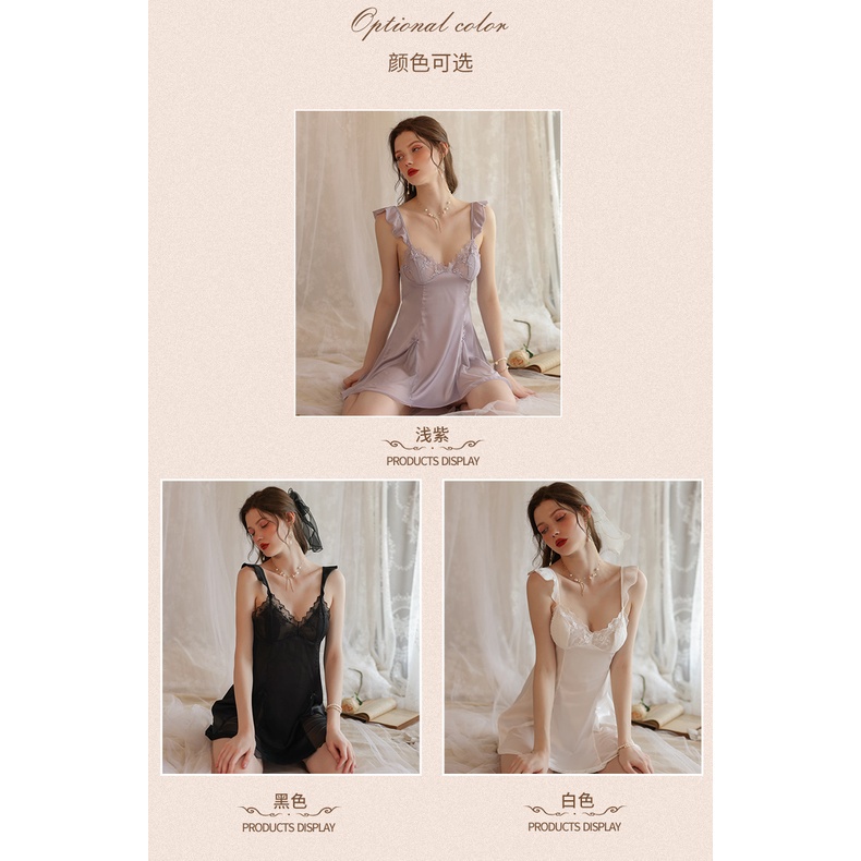 Lingerie Dress Tanpa Lengan Baju Tidur Wanita Babydoll Dewasa Lingeri Seksi Lingeria Sexy Baju Dinas Malam Depan Suami