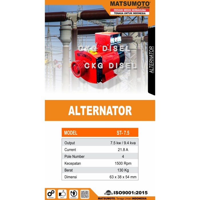 DINAMO ALTERNATOR TEMBAGA MATSUMOTO ST-7.5 KW